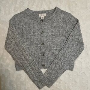 🎀 NWOT Jessica Simpson Cardigan Sweater~Women’s Sz Med~Gray/Silver~Waist Length